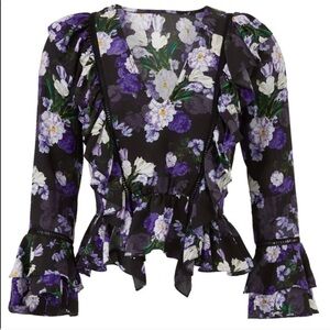 Marissa Webb Silk Ruffle Floral Blossom Blouse